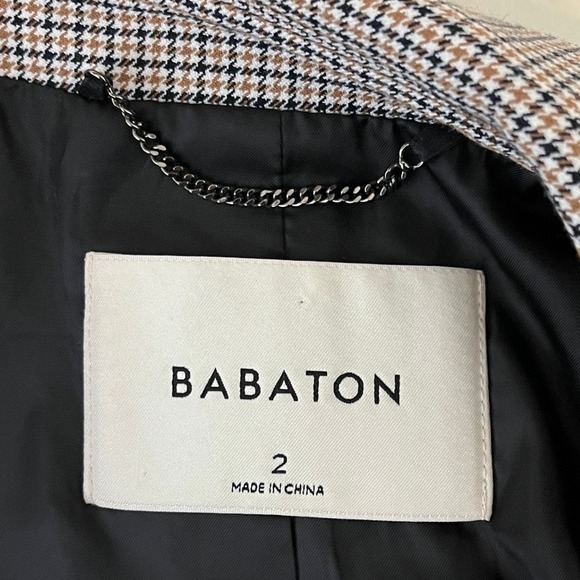 Babaton Womens Double Breasted Houndstooth Blazer Size 2 Brown Black‎ - Picture 2 of 11